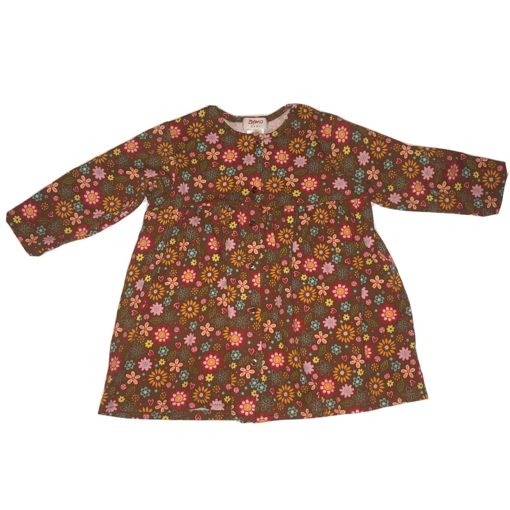 Zutano Dress 18-24 Months Button Up Floral Ladybug Long Sleeve